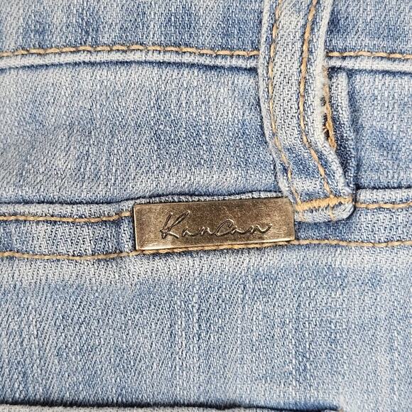 Kancan Mid Rise Ankle Skinny Jeans Size 5 /26 Raw Hem Distressed Fringe Juniors - Picture 8 of 10